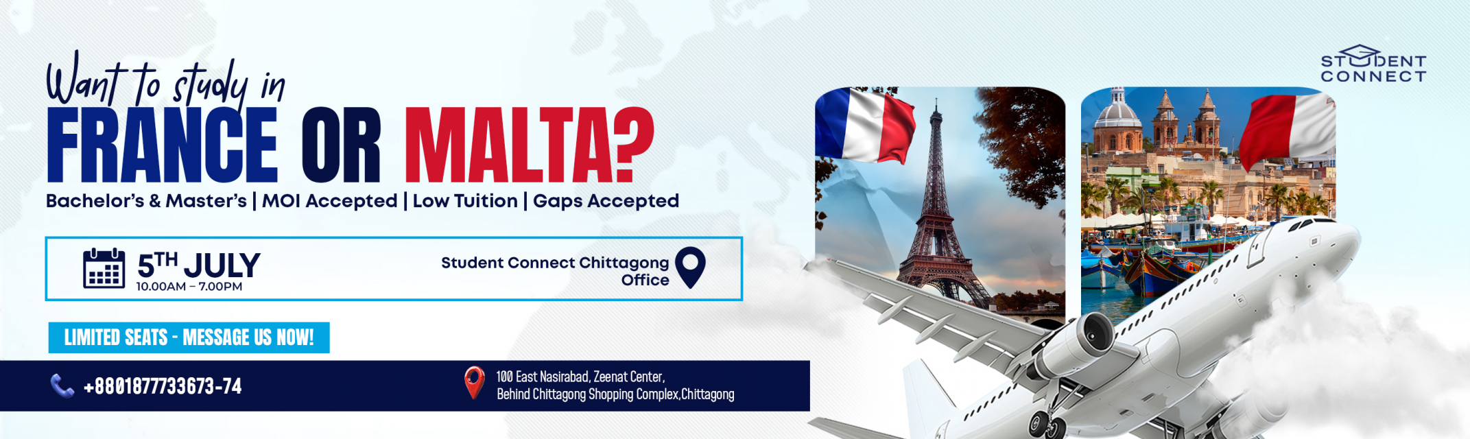 Study in France or Malta – Spot Admission Session - Chattagram
